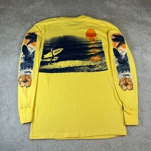 Vintage 80s Long Sleeve T-Shirt Men's Medium Yellow Surf Graphic F.S. Fitch USA